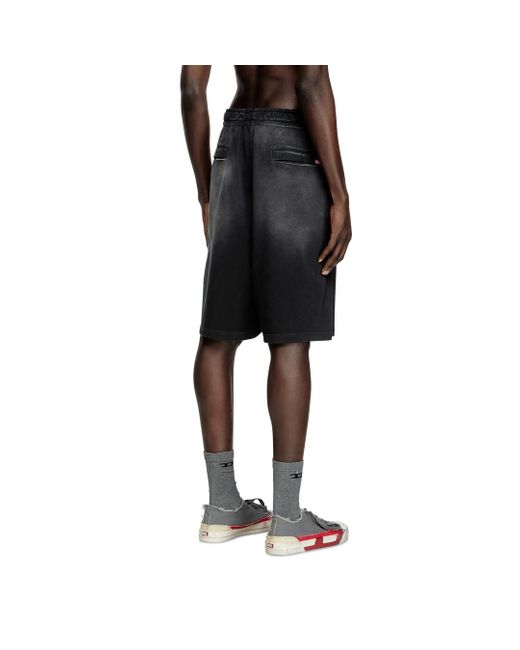 DIESEL Black Jersey And Mesh Shorts With Faded Effect for men