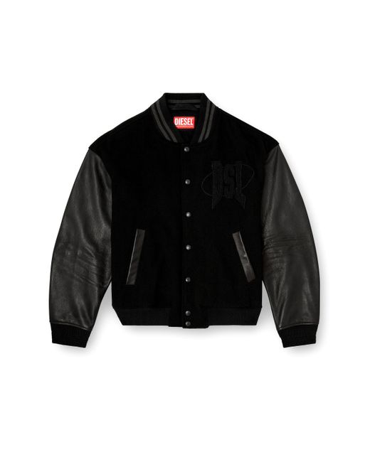 DIESEL Black Varsity Bomber Jacket for men