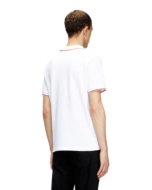 DIESEL White Polo Shirt With Micro Embroidery for men