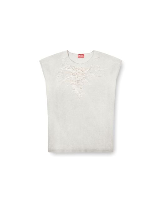 メンズ DIESEL Sleeveless Sweatshirt With Distressed Front White
