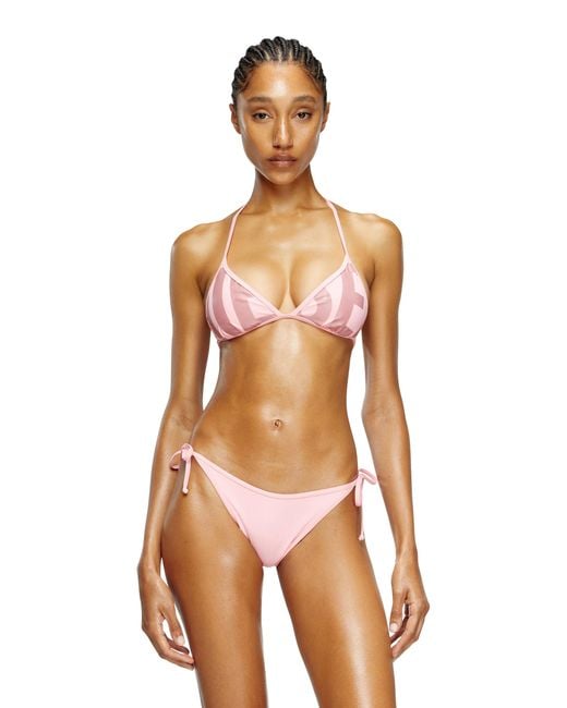 Sujetador De Bikini Con Logotipo Recortado DIESEL de color Pink