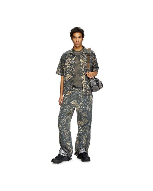 DIESEL Black Multi-pkts-multipocket Bag In Washed Denim