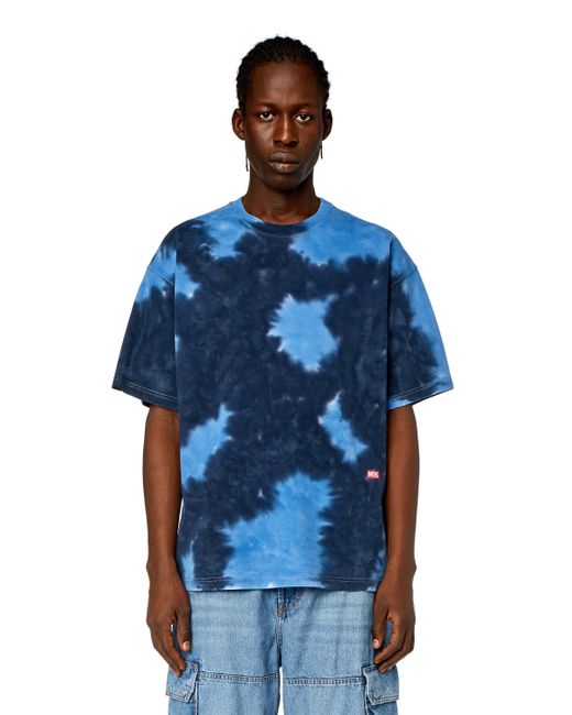 DIESEL Blue T-shirt In Tie-dye Jersey for men