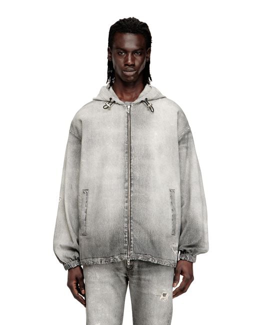 DIESEL Gray Hooded Jacket for men