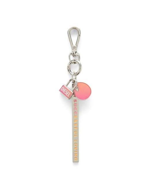 DIESEL Red Degradé Metal Keyring