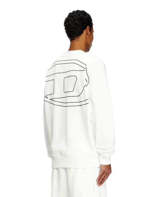 DIESEL White Sweatshirt With Logo Embroidery for men