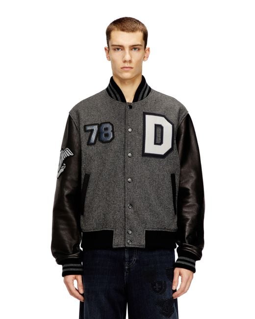 DIESEL Black Varsity Jacket for men