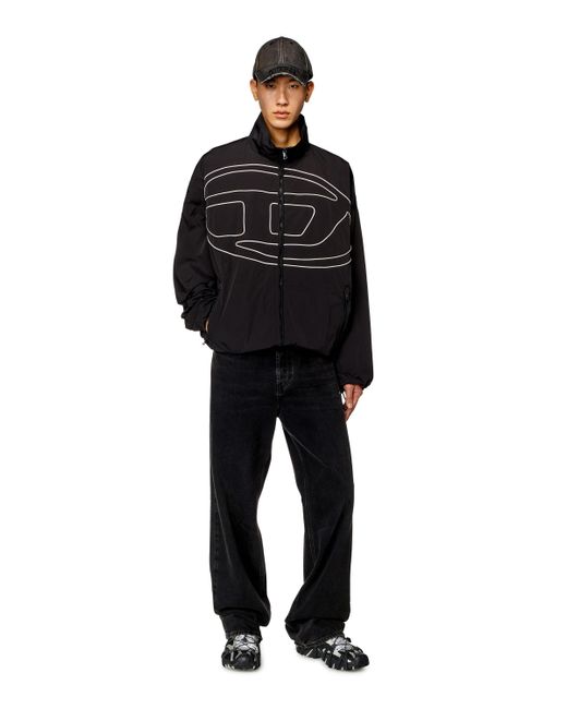 DIESEL Black Taslan Jacket With Piped Oval D for men