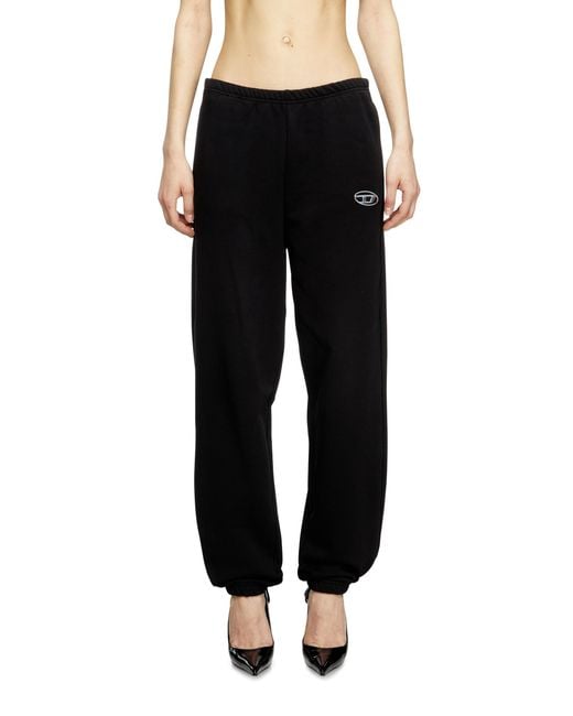 DIESEL Black Sweatpants With Metal-Effect Oval D Logo