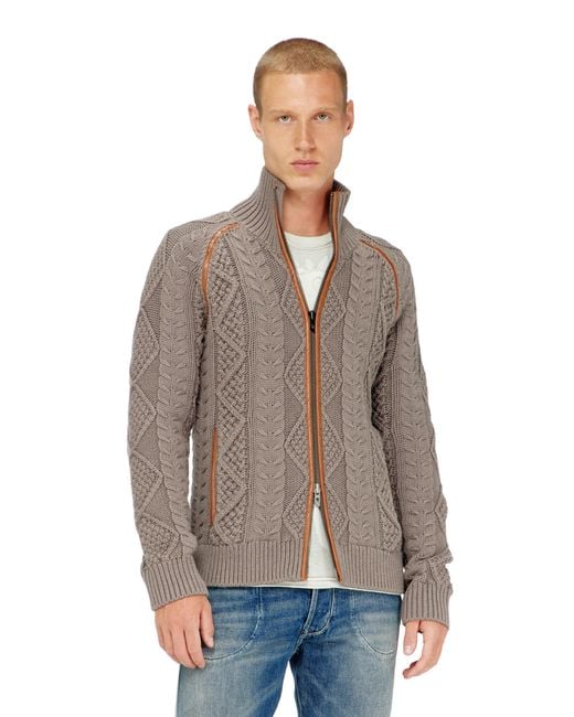 DIESEL Brown Zip Cardigan for men