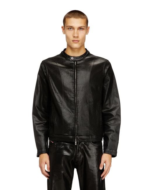 DIESEL Black Moto Jacket for men
