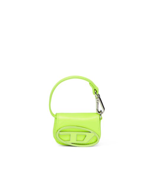 DIESEL Green Bag Charm In Neon Leather