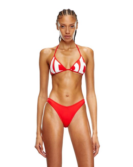 DIESEL Red Bfb-Sees-A Logo-Print Bikini Top