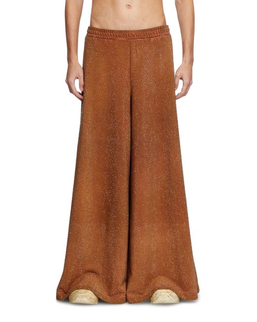 DIESEL Brown Wide-Leg Sweatpants With Crystals