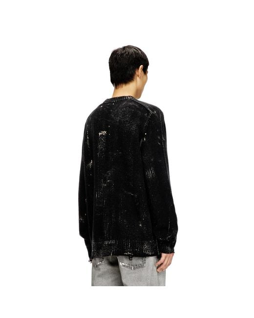 DIESEL Black Distressed Jumper for men