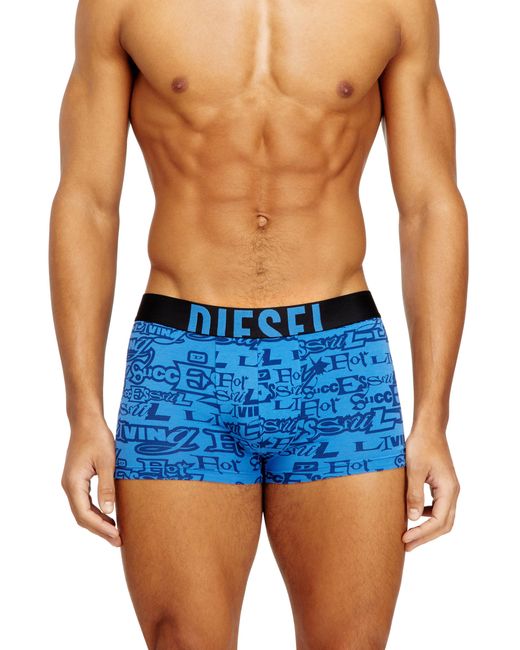 DIESEL Blue Three-Pack Cotton Trunks With Bold Logos for men