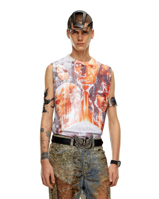 DIESEL Multicolor Shiny Tank Top With Film Print for men