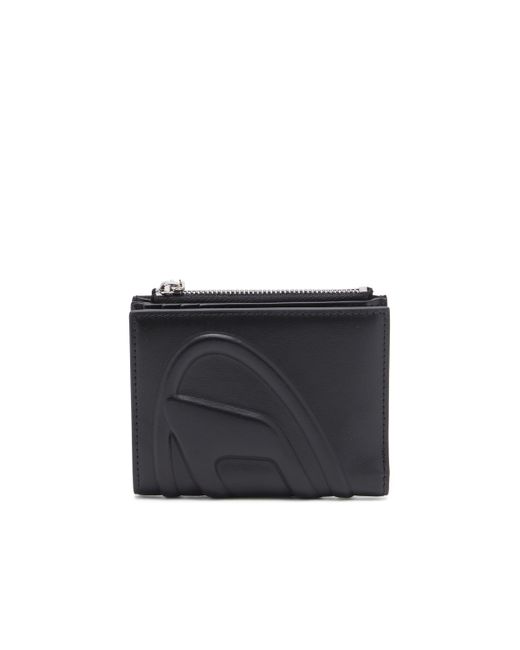 Petit portefeuille en cuir avec logo embossé DIESEL en coloris Black