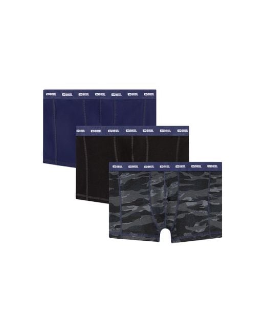 DIESEL Blue 3-pack Of Boxer Briefs Plain And Camo for men
