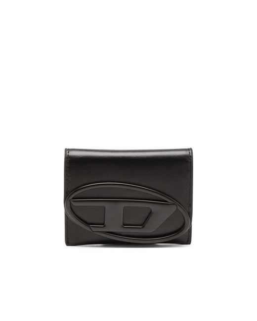 DIESEL Black Bi-fold Card Holder In Smooth Leather