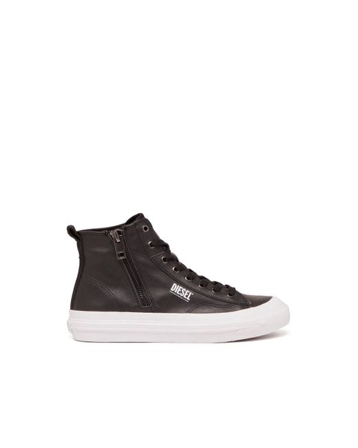 DIESEL Black S-Athos Dv Mid Leather Sneakers for men