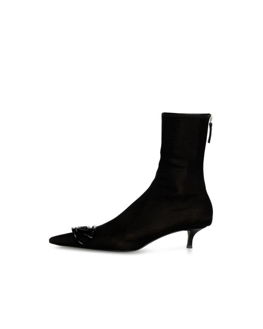 DIESEL Black D-Venus-Stretch-Mesh Ankle Boots With Kitten Heel