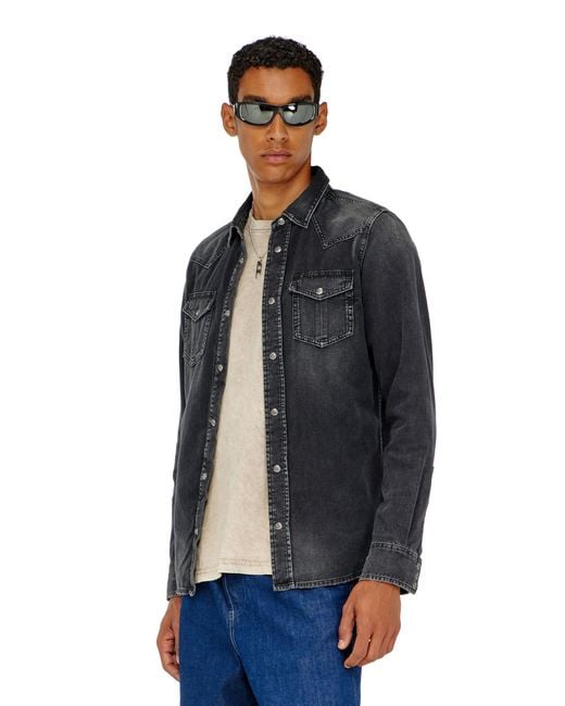 DIESEL Black Denim Overshirt for men