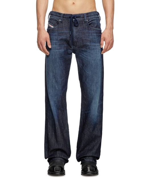 DIESEL Blue Relaxed Regular Waist 2080 D-Reel Joggjeans, Dark, Zip Fly for men