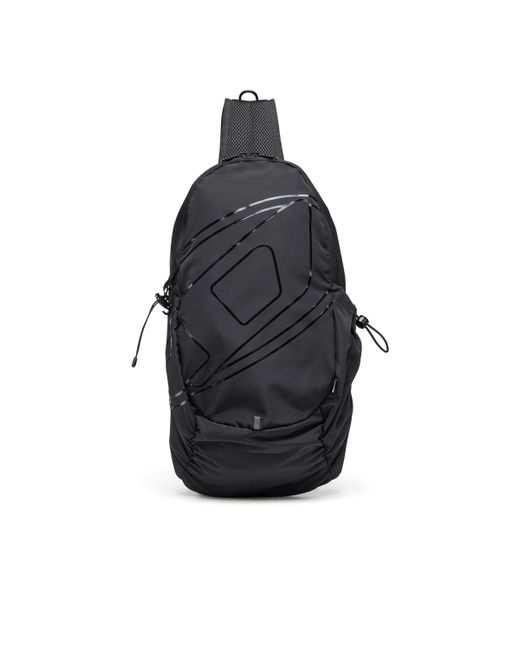 DIESEL Black Drape Sling Logo-print Woven Backpack for men