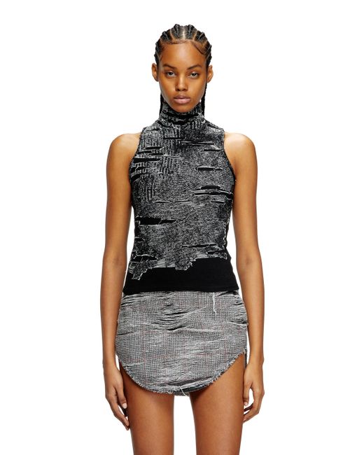 DIESEL Tank Top With Engineered Distressing Black