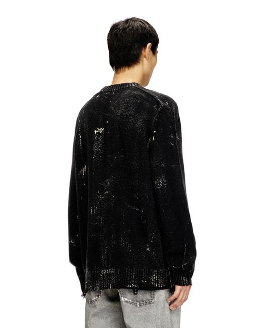 DIESEL Black Distressed Jumper for men