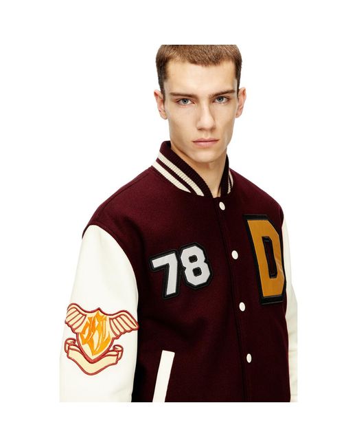 DIESEL Red Varsity Jacket for men
