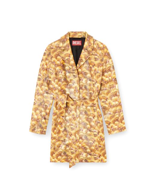 DIESEL Metallic Trench Coat With Duck Print