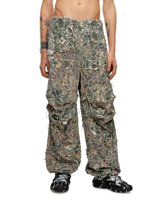DIESEL Multicolor Camo Pants With Destroyed Finish for men