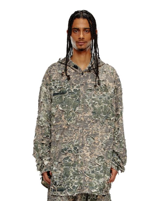 DIESEL Multicolor Camo Shirt With Destroyed Finish for men