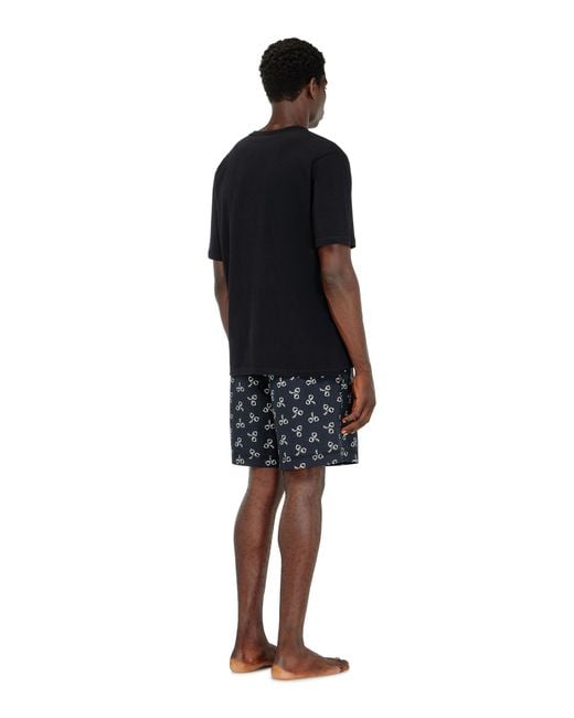DIESEL Black Cotton Pyjama Set With Handcuff Print for men