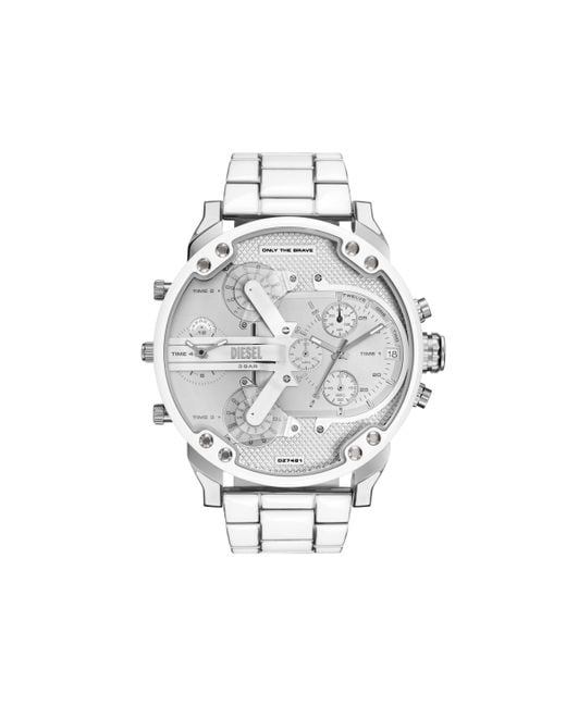 DIESEL Gray Mr. Daddy 2.0 White And Stainless Steel Watch for men