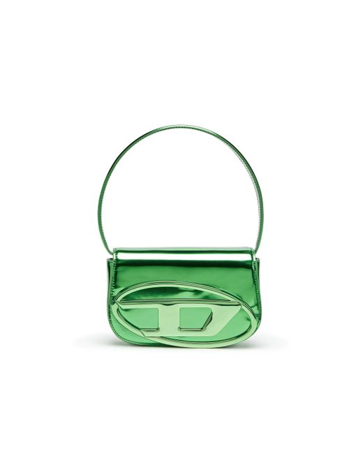 DIESEL Green 1dr-iconic Shoulder Bag In Mirrored Leather
