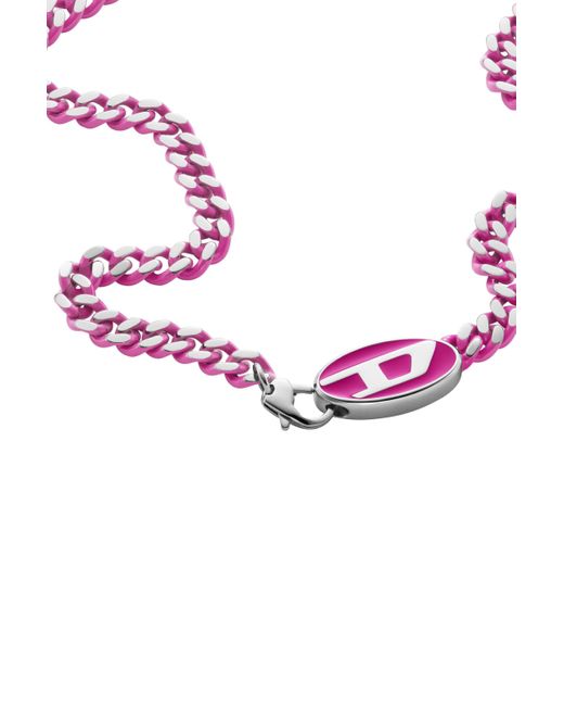 DIESEL Pink Stainless Steel Chain Necklace
