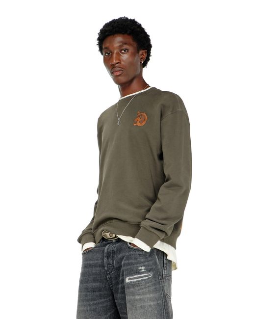 DIESEL Multicolor Sweatshirt With Embroidery And Flock Print for men