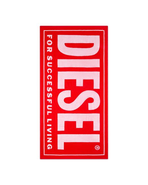 DIESEL Red Successful-Logo Beach Towel for men