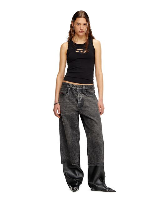 DIESEL Tank Top With Cut-Out Oval D Logo Black