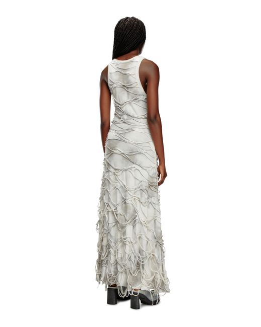 DIESEL White Long Tank Dress With Floating Strands