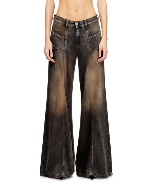 DIESEL Flare Jeans Low Waist D-Akii, /Dark, Zip Fly in Black | Lyst