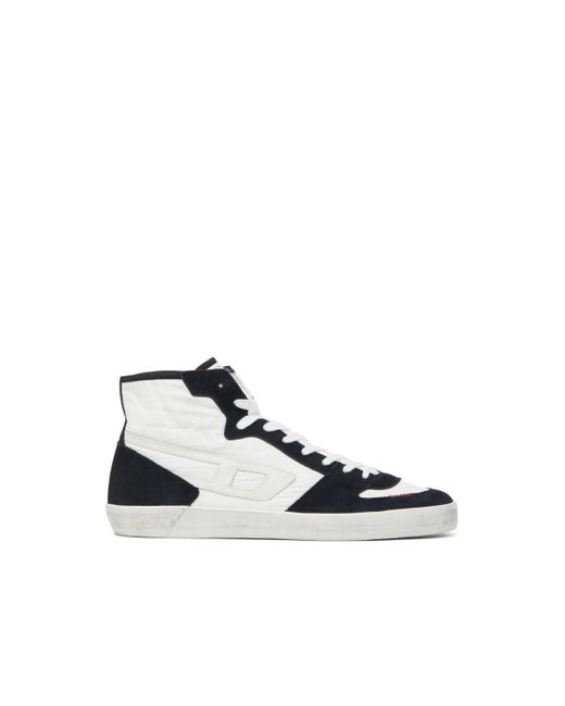 DIESEL White S-leroji D-padded-ripstop And Suede High-top Sneakers for men