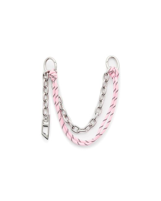 DIESEL White Metal Charm With Chain And Rope Detail
