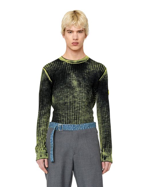 DIESEL Green Printed Wool Jumper for men