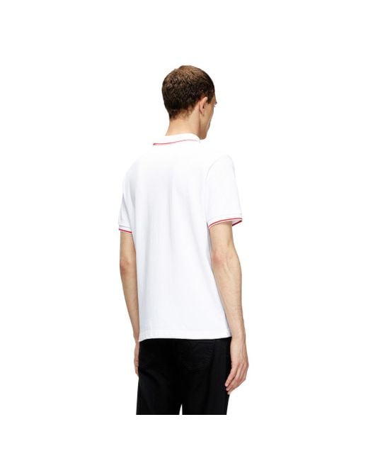 DIESEL White Polo Shirt With Micro Embroidery for men