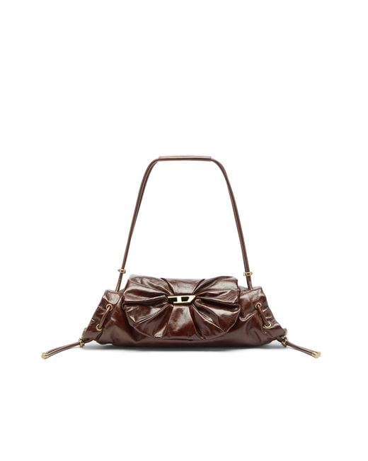 DIESEL Brown Scrunch-D-Small Shoulder Bag