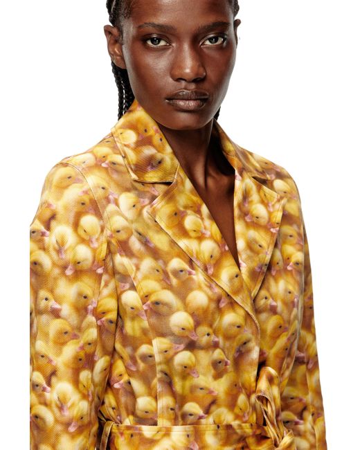 DIESEL Metallic Trench Coat With Duck Print